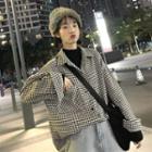 Check Long-sleeve Loose-fit Shirt / Plain Turtle-neck Long-sleeve Top