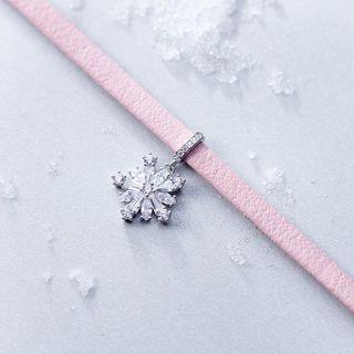Rhinestone Snowflake Pendant Choker 1 Pc - Pink - One Size