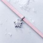 Rhinestone Snowflake Pendant Choker 1 Pc - Pink - One Size