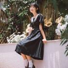 Sailor Collar Short-sleeve Pleated Dress