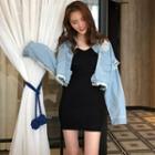 Cropped Denim Jacket / Halter Knitted Dress