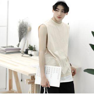 Mock Two-piece Sleeveless Sweatshirt