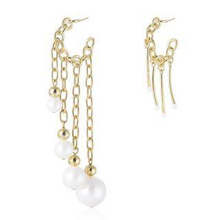 Faux Pearl Fringed Alloy Earring 1 Pair - Gold - One Size