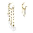 Faux Pearl Fringed Alloy Earring 1 Pair - Gold - One Size