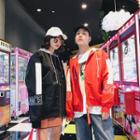 Couple Matching Lettering Zip Hooded Jacket
