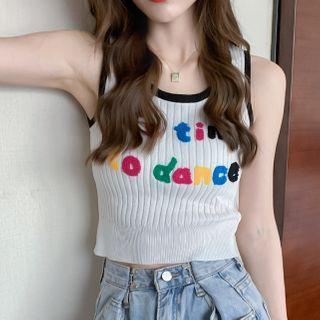 Lettering Knit Sleeveless Top