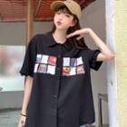 Wide Print Short-sleeve Shirt Top