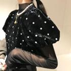 Long-sleeve Mesh Top / Puff-sleeve Dotted Top
