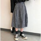 Plaid Midi Skirt Black - One Size