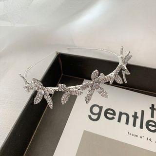 Rhinestone Flower Headband 1pc - Silver - One Size
