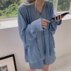 Set: Hoodie + Wide-leg Shorts Set Of 2 - Hoodie & Shorts - Airy Blue - One Size