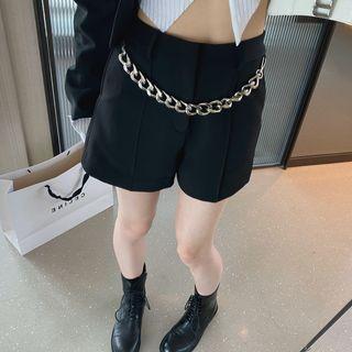 High-waist Chain Wide-leg Dress Shorts