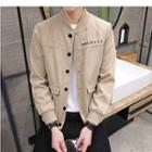 Embroidered Faux Suede Button Jacket