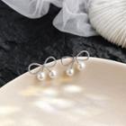 Alloy Bow Faux Pearl Earring 1 Pair - Silver - One Size
