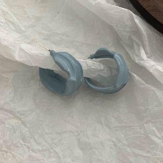 Irregular Alloy Open Hoop Earring 1 Pair - Grayish Blue - One Size