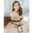 Lace-choker Layered Faux-leather Necklace