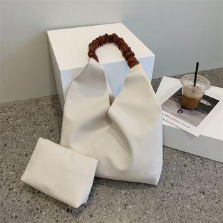 Set: Shirred Strap Tote Bag + Pouch