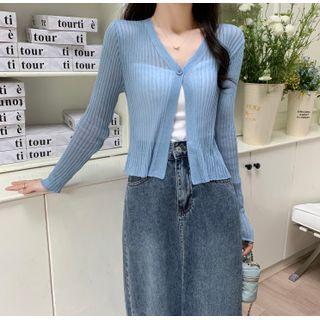 Plain Cropped Lightweight Cardigan