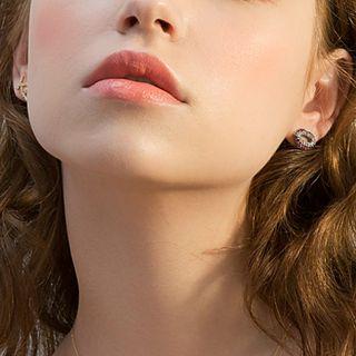 Non-matching Rhinestone Kiss Lettering & Lips Earring As Shown In Figure - One Size