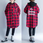 Check Hooded Long Button Jacket