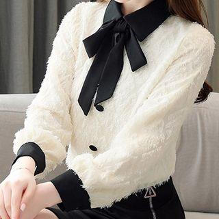 Tie-neck Fringed Blouse