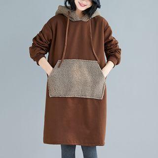 Fleece Panel Hoodie Dress