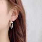 Faux Pearl Chained Earring 1 Pair - Ge2177 - 925 Silver - Gold - One Size