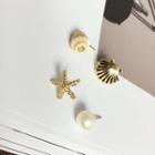 Set Of 4: Starfish / Scallop / Shell / Faux Pearl Earring