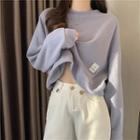Long-sleeve Applique Cropped Top