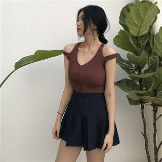 Cut Out Shoulder Knit Tank Top