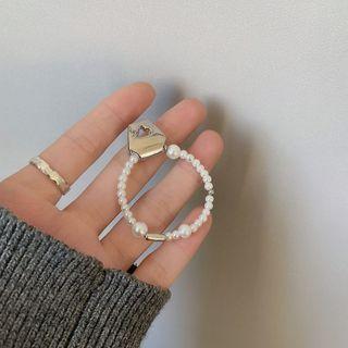 Faux Pearl Alloy Hoop Earring 1 Pair - White - One Size