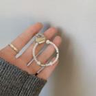 Faux Pearl Alloy Hoop Earring 1 Pair - White - One Size