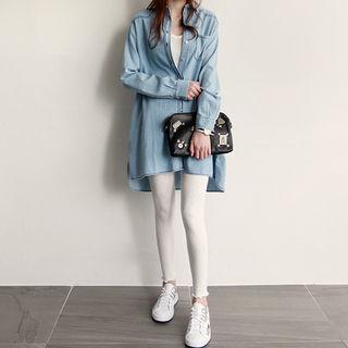 Stitched Washed Denim Shirtdress