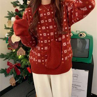 Snowflake Print Sweater / Gloves