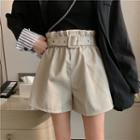 Belted Faux Leather Shorts