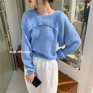 Plain Knit Shawl / Knit Sleeveless Top - 2 Colors