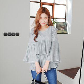 Tiered-ruffle Striped Top