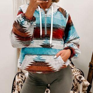 Half-zip Patterned Hoodie
