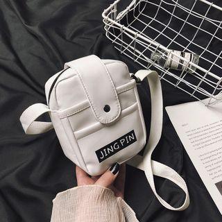 Lettering Applique Faux Pearl Crossbody Bag