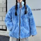 Tie-dye Fleece Zip Jacket Sky Blue - One Size