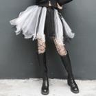 Mesh A-line Mini Skirt White & Black - One Size