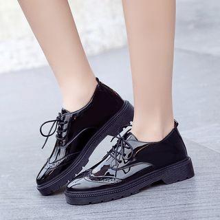 Faux Patent Leather Lace-up Shoes