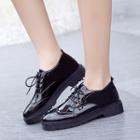 Faux Patent Leather Lace-up Shoes