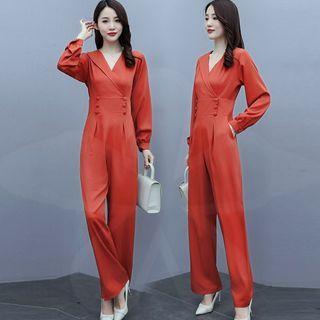 Long-sleeve Plain Jumper Pants