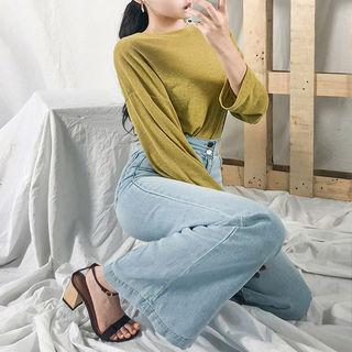 Mid-rise Boot-cut Washed Jeans