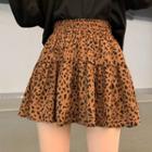 Leopard Print Mini A-line Skirt Coffee - One Size