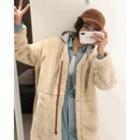 Reversible Hooded Faux-shearling Coat Ivory - One Size