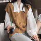 Long-sleeve Shirt / Cable Knit Vest