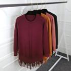 Plain Tasseled Sweater