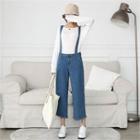 Fringed-trim Jeans With Suspenders